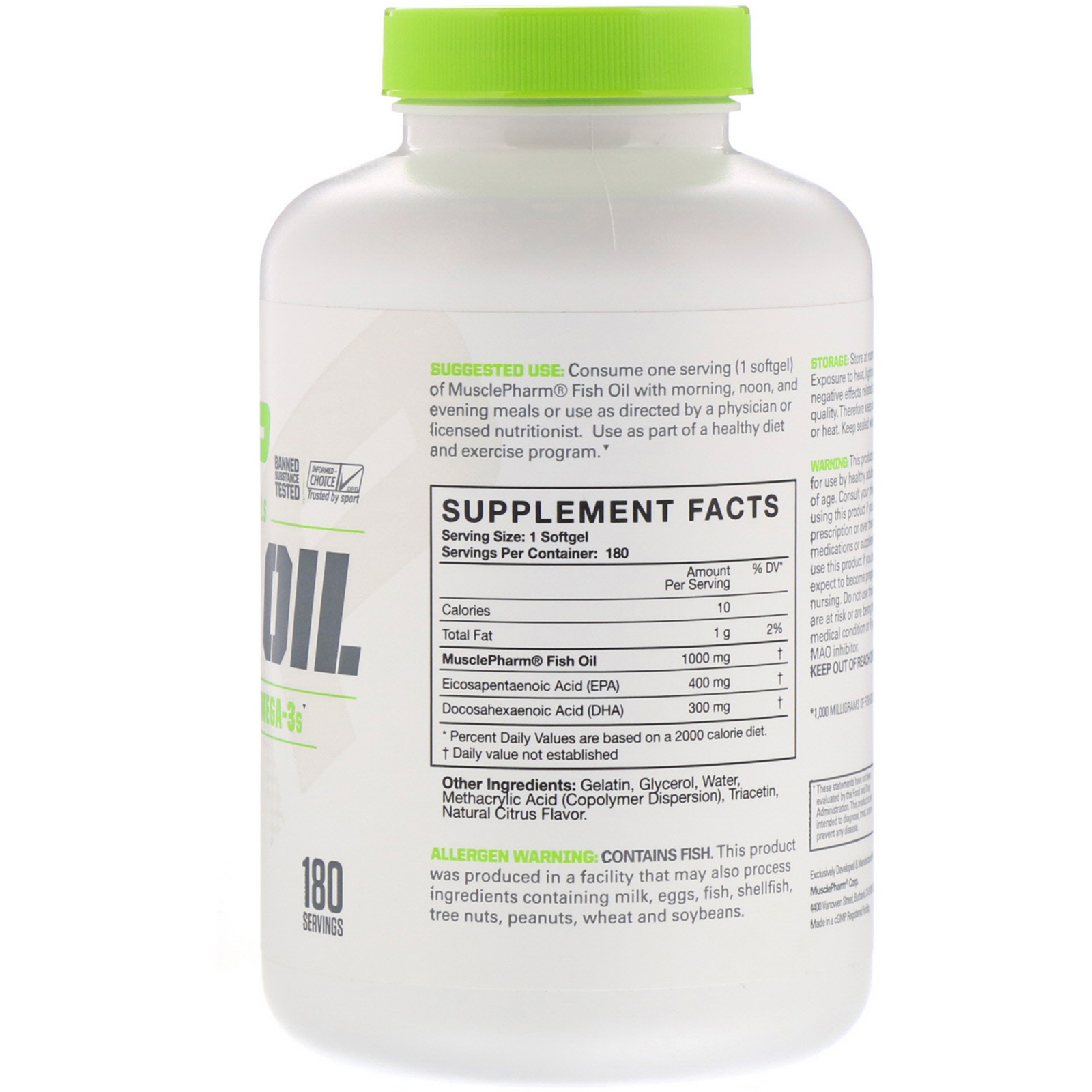 MUSCLEPHARM Essentials系列 魚(yú)油 膠囊