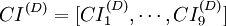 CI^{(D)} =[CI_1^{(D)},cdots ,CI_9^{(D)}]