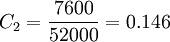 C_2=frac{7600}{52000}=0.146