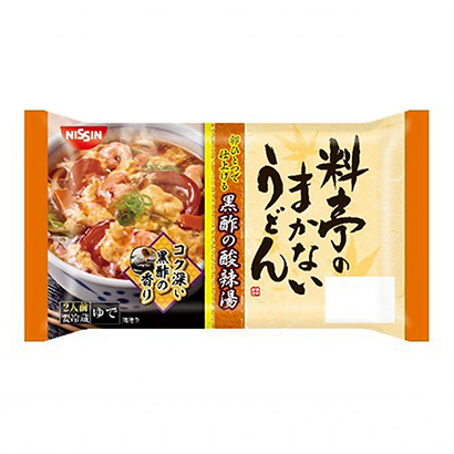 包裝設(shè)計(jì)公司推薦用一個(gè)日式飯館的烏冬面雞蛋做成的黑醋酸辣湯日清食品保鮮面類(lèi)包裝設(shè)計(jì)(圖1)