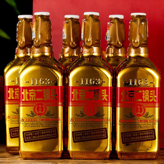 YONGFENG 永丰牌 北京二锅头 金标 出口小方瓶 46%vol 清香型白酒 500ml*6瓶 整箱装