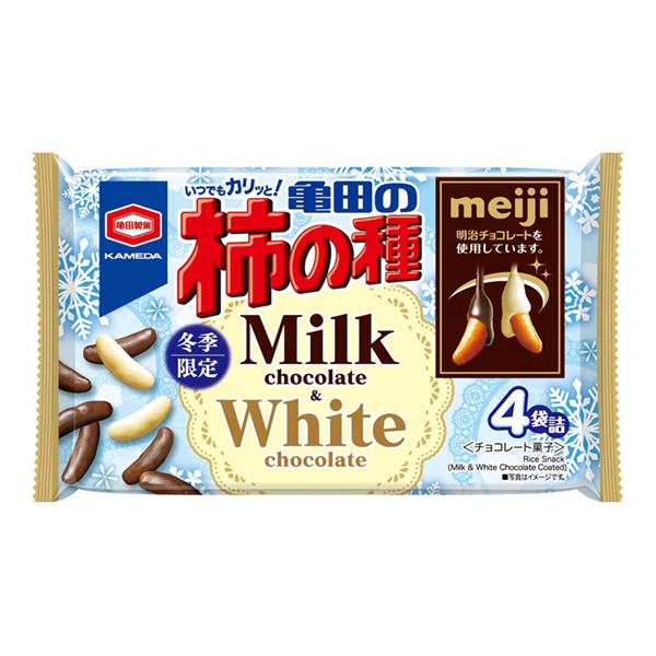 龟田的柿子种子牛奶巧克力白巧克力龟田制果包装设计(图1)