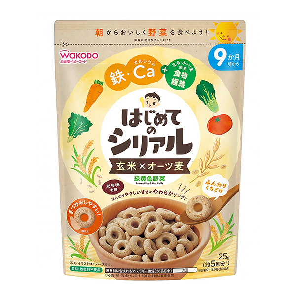 首次麦片糙米×燕麦绿黄色蔬菜朝日集团食品包装设计欣赏(图1)